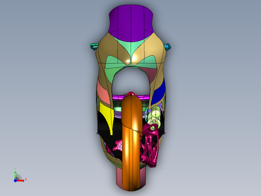 科幻范的3D打印电驱摩托前视图