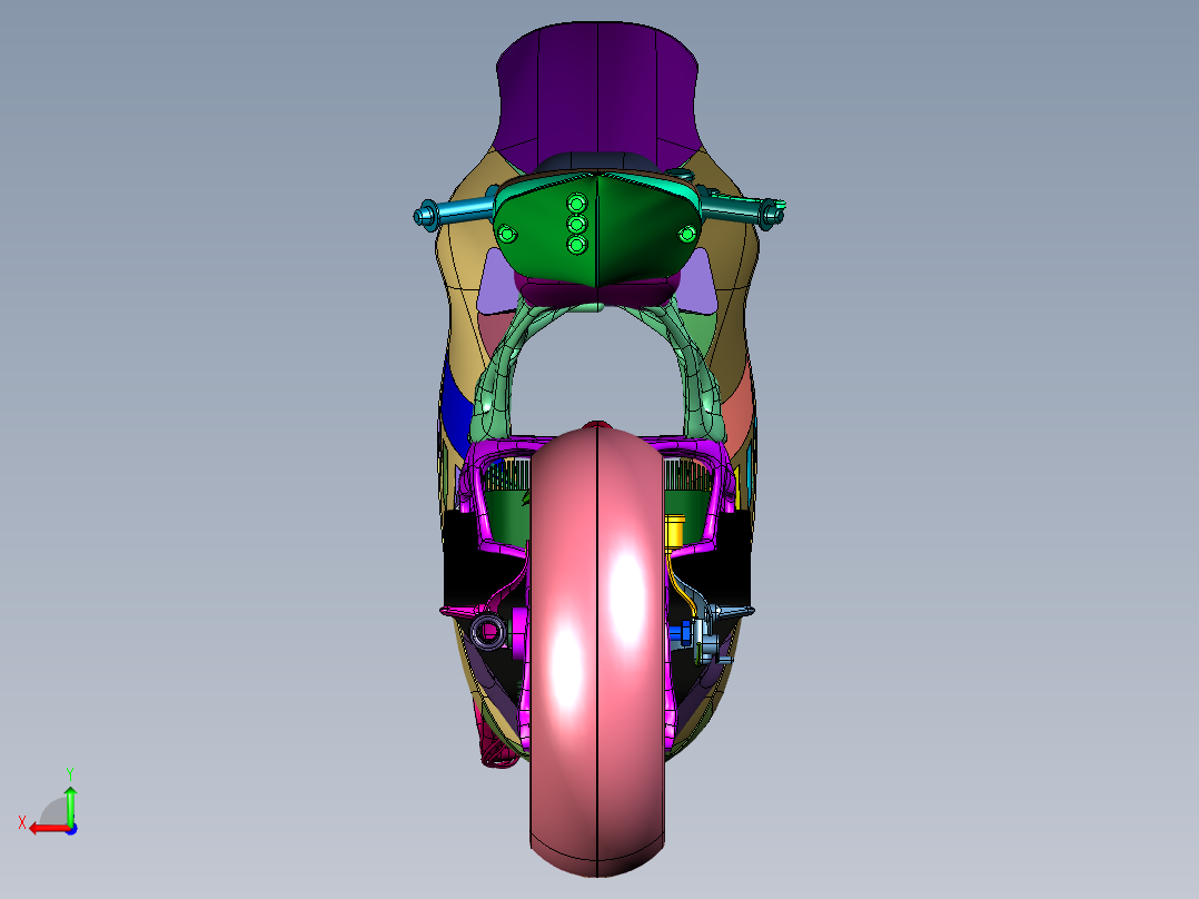 科幻范的3D打印电驱摩托后视图