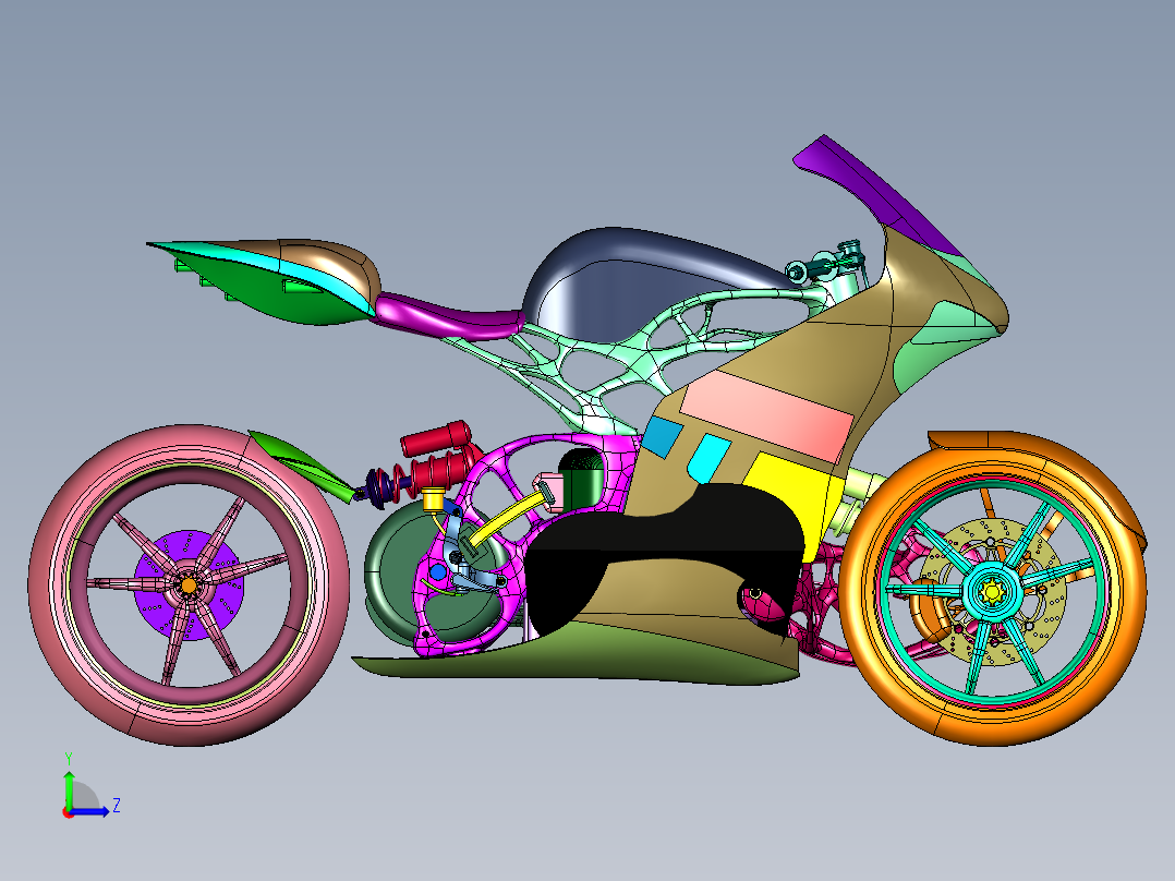 科幻范的3D打印电驱摩托左视图
