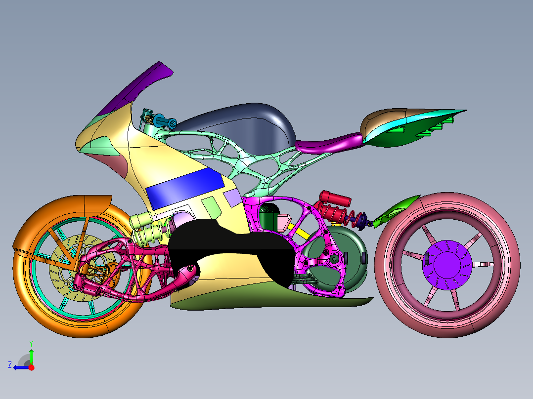 科幻范的3D打印电驱摩托右视图