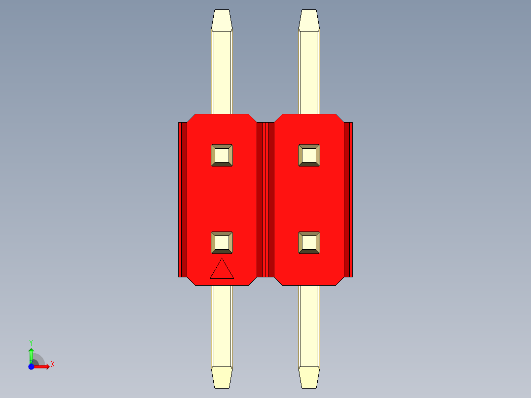 彩色公排针 100mil 2.54mm 系列-DS1022_red_04p_100mil_TypeSMT_rev1.0前视图