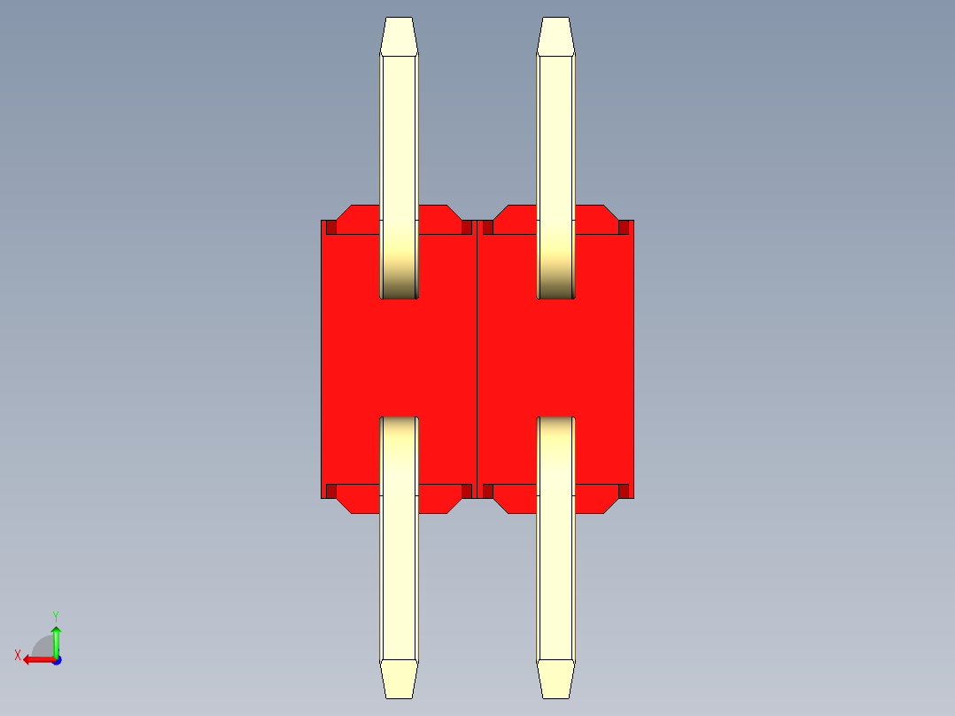 彩色公排针 100mil 2.54mm 系列-DS1022_red_04p_100mil_TypeSMT_rev1.0后视图