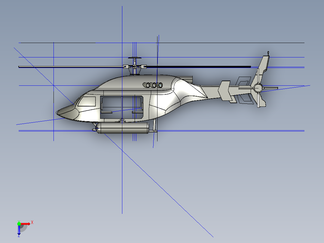 直升飞机 飞机模型设计 (58)俯视图