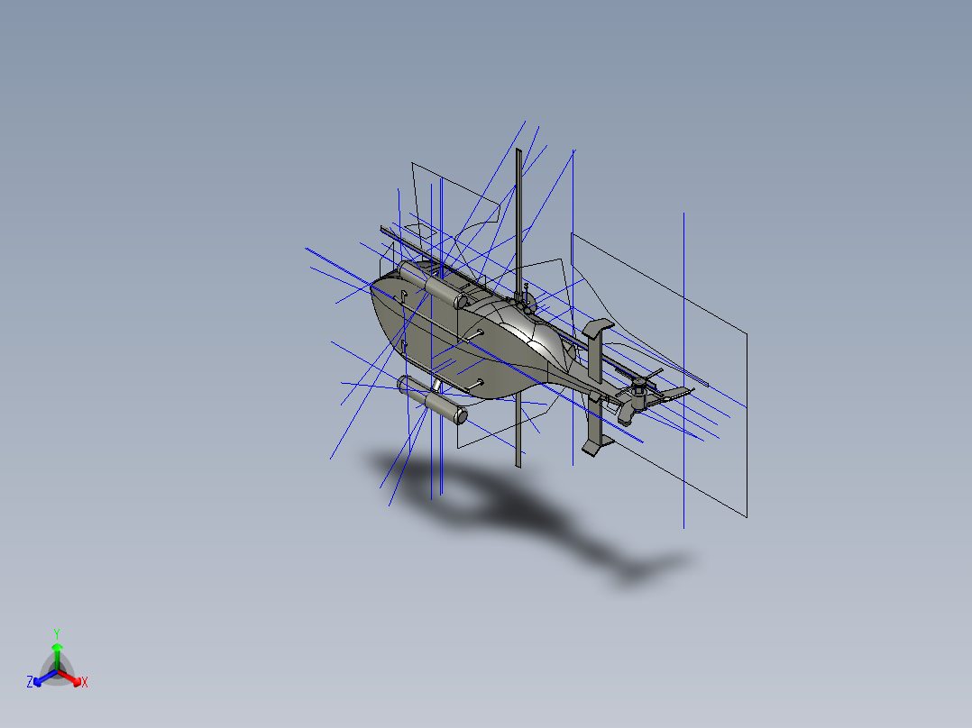 直升飞机 飞机模型设计 (58)正等轴测图
