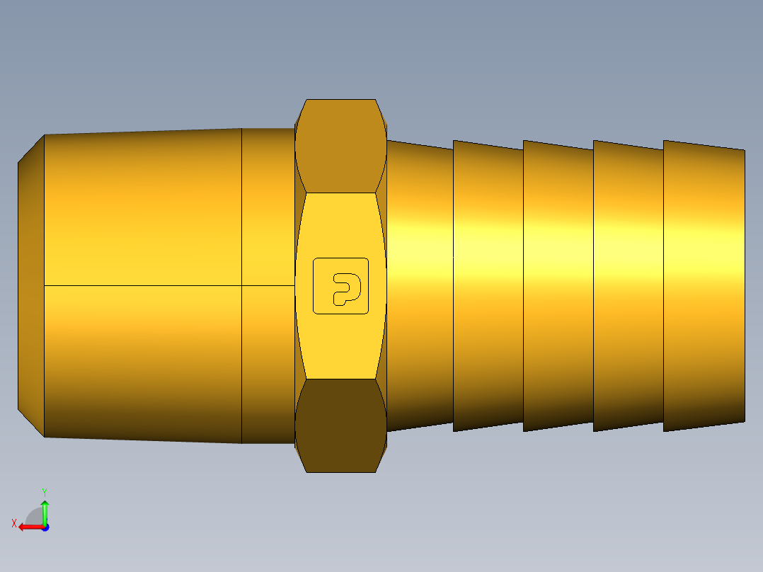 倒齿式工业管接头Hose Barb to Male Pipe 125HBL-12-8后视图