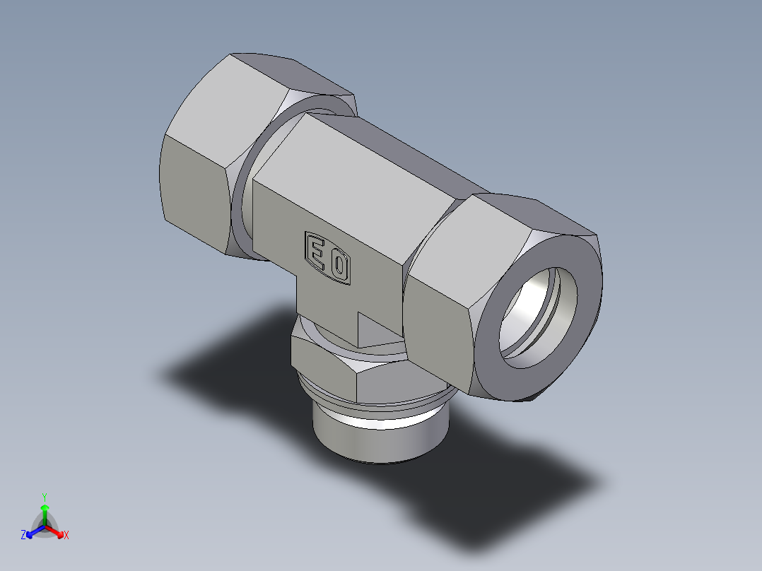 卡套式工业通用硬管接头EO_Adjustable_locknut_branch_tee_TEE22LM27x2CF
