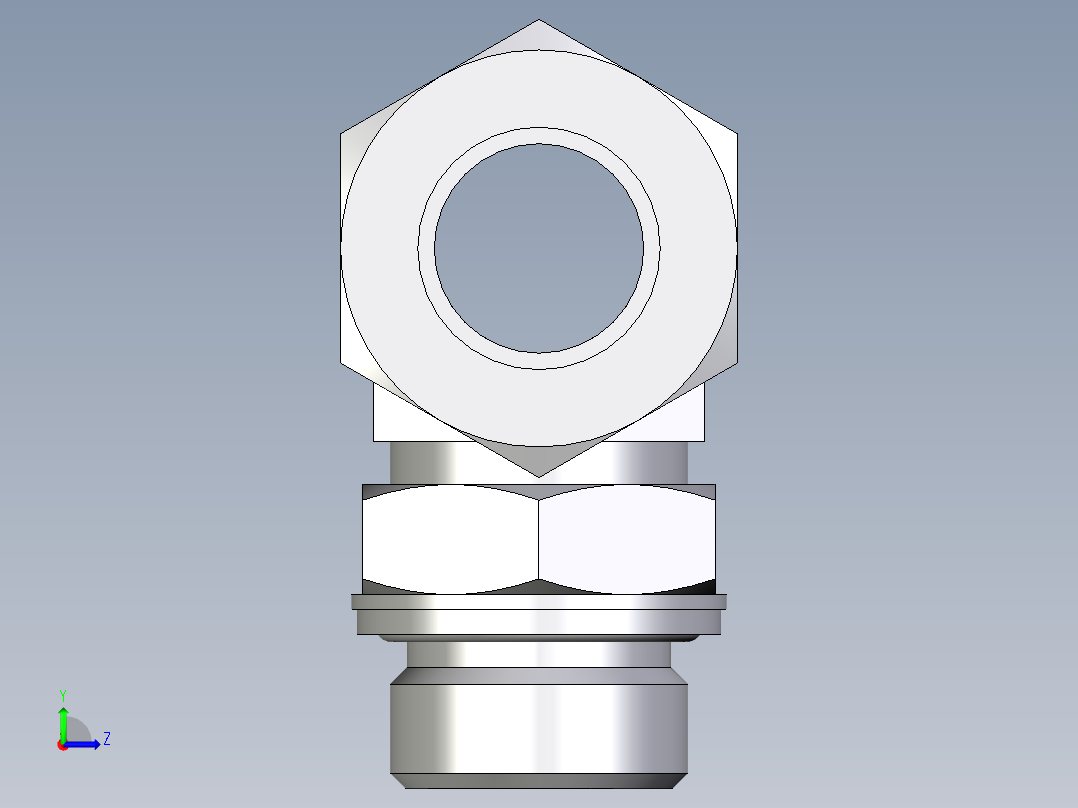 卡套式工业通用硬管接头EO_Adjustable_locknut_branch_tee_TEE22LM27x2CF左视图