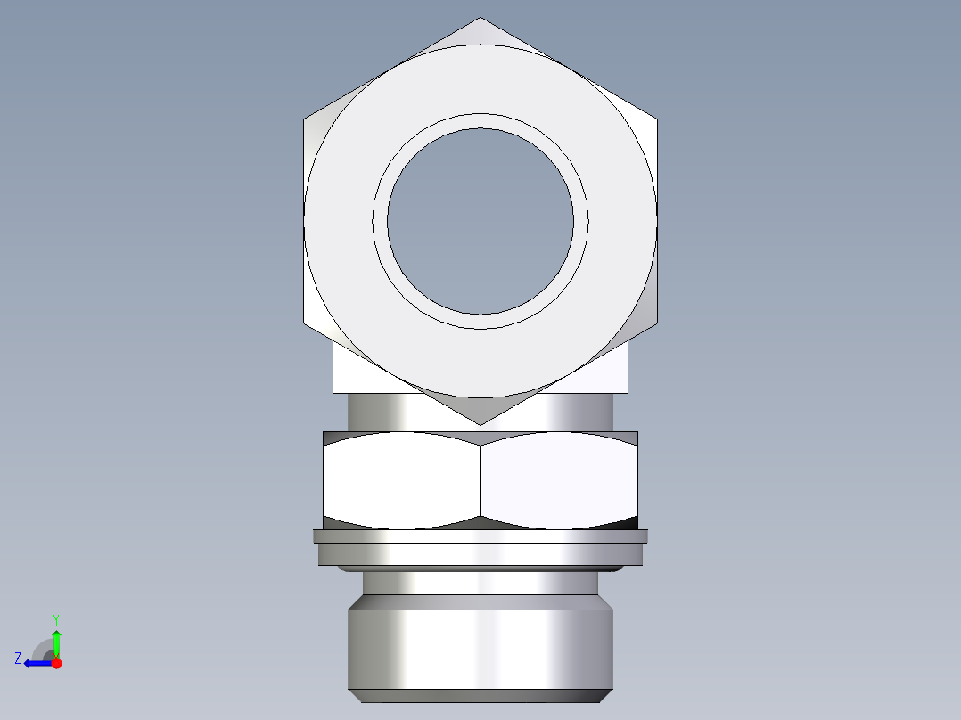 卡套式工业通用硬管接头EO_Adjustable_locknut_branch_tee_TEE22LM27x2CF右视图