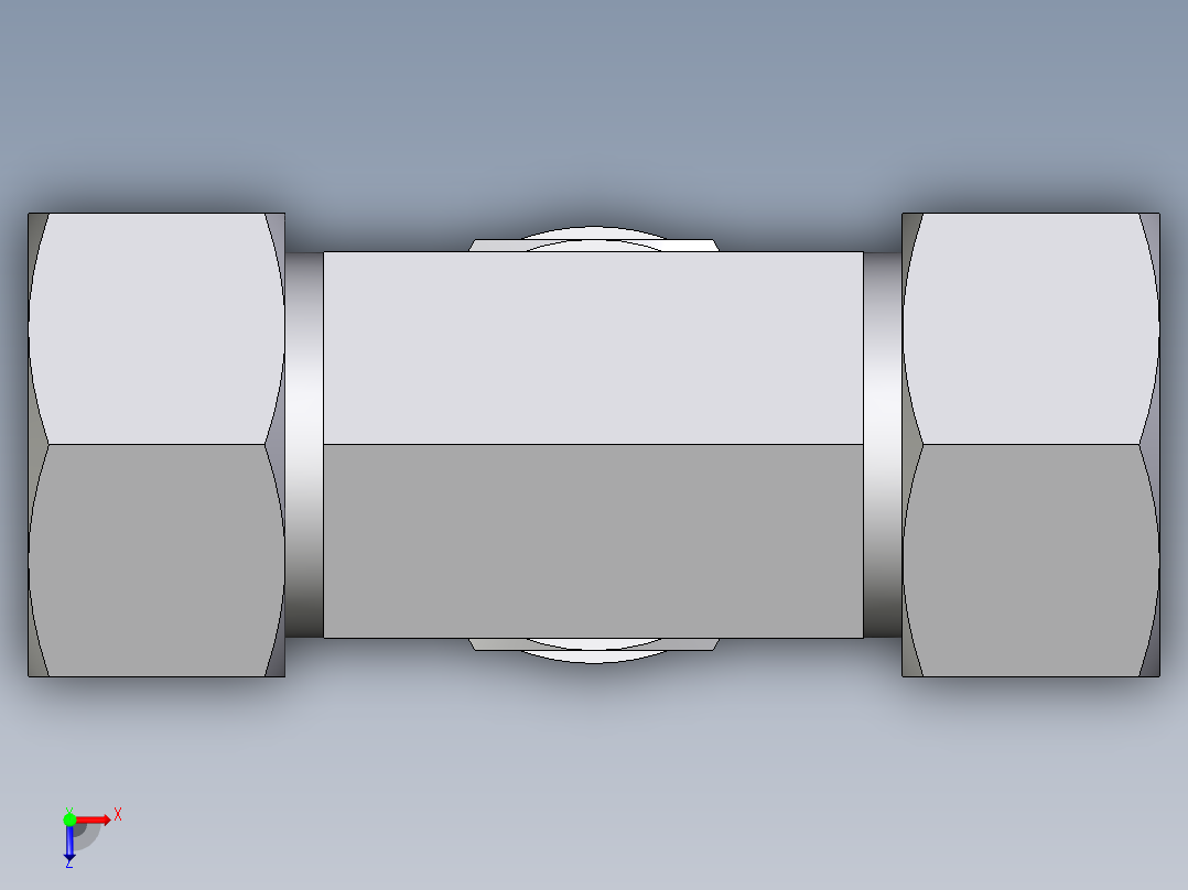 卡套式工业通用硬管接头EO_Adjustable_locknut_branch_tee_TEE22LM27x2CF俯视图