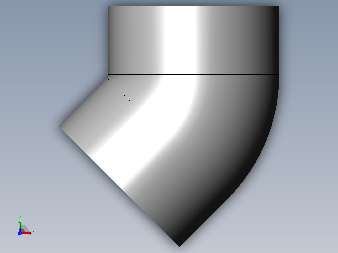 PVC管件-4in_45deg_Elbow右视图