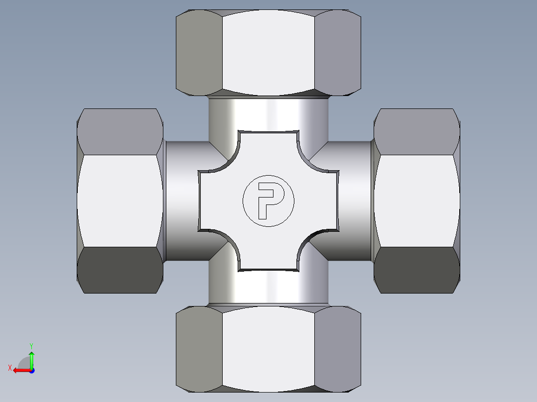 卡套式工业通用硬管接头EO_Union_cross_K38ZSCF后视图