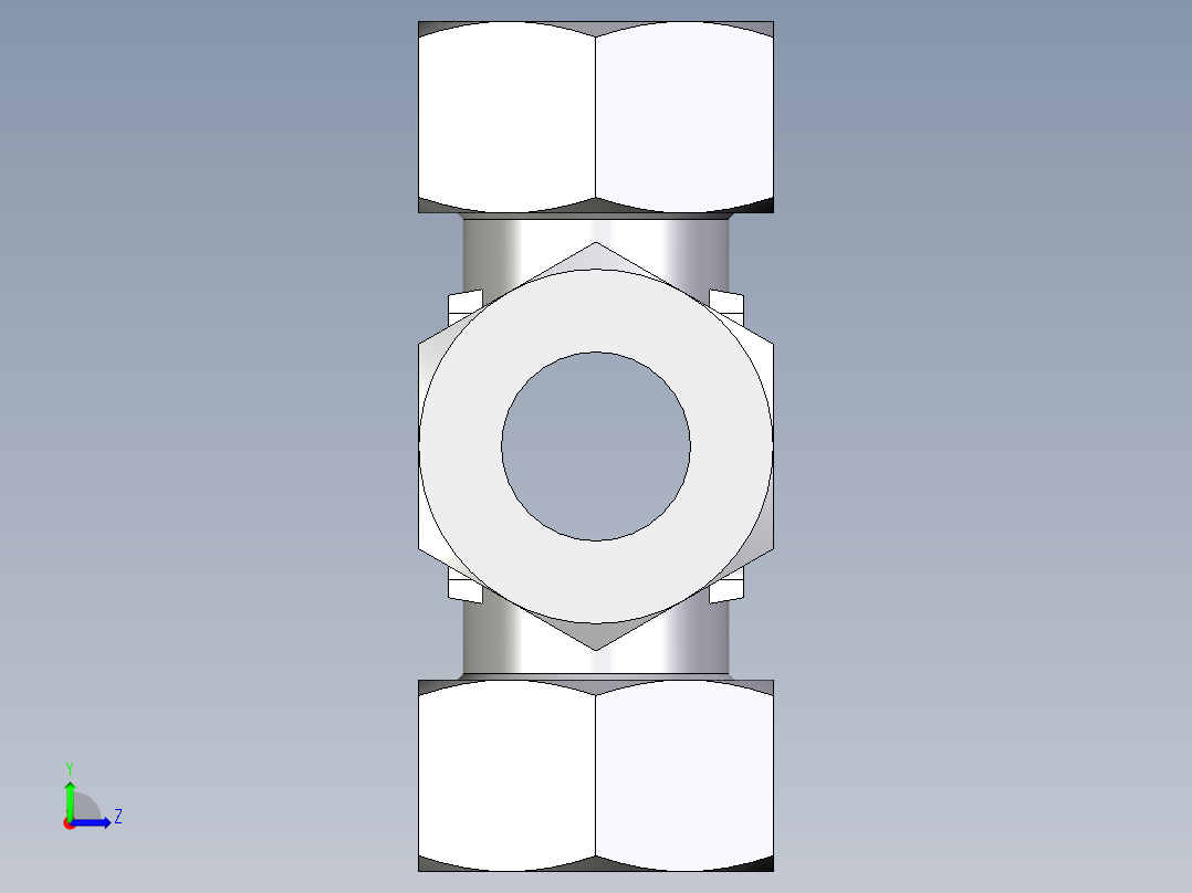 卡套式工业通用硬管接头EO_Union_cross_K38ZSCF左视图