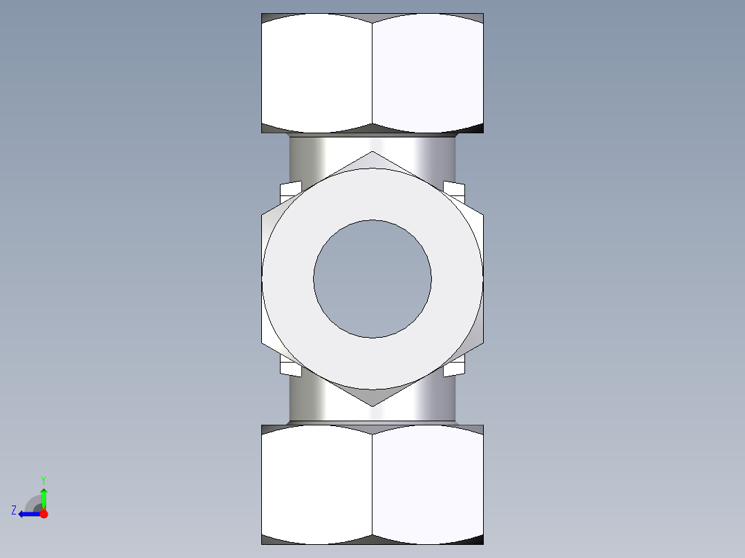 卡套式工业通用硬管接头EO_Union_cross_K38ZSCF右视图