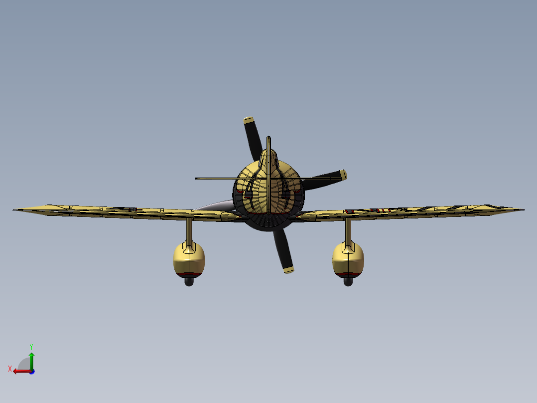 老式玩具战斗机后视图