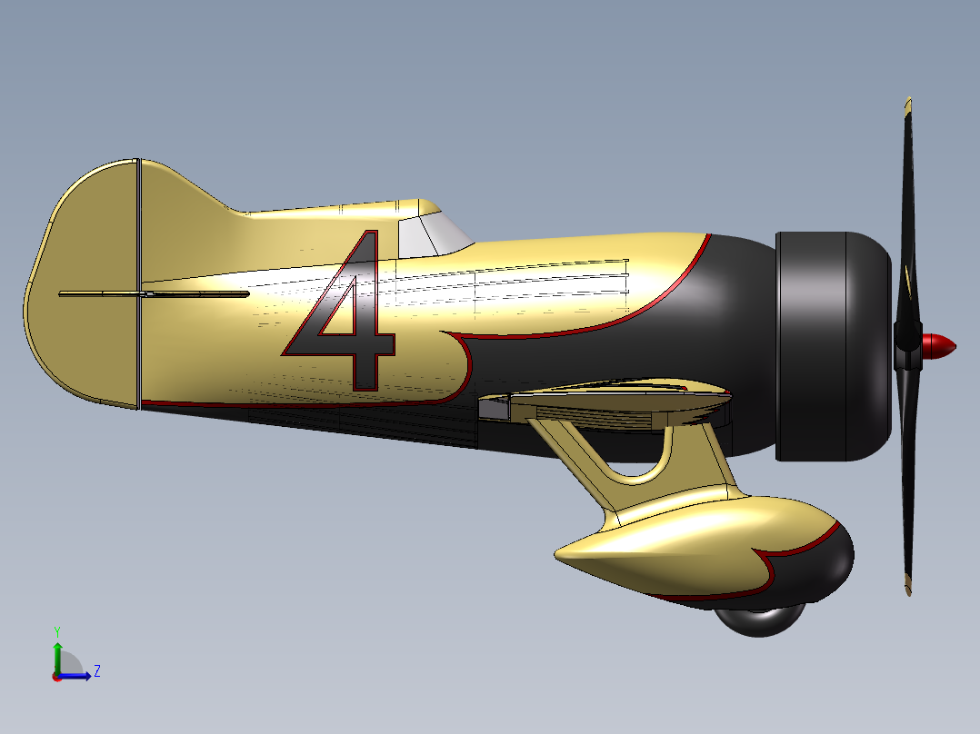 老式玩具战斗机左视图