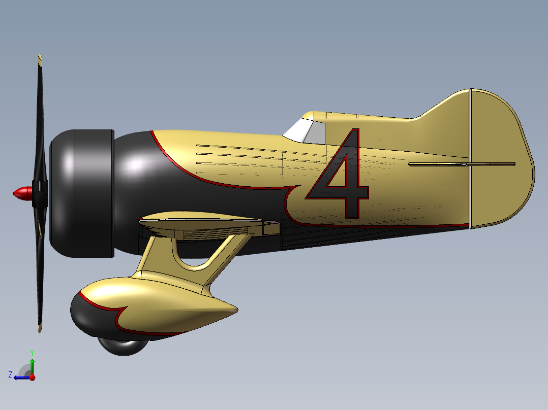 老式玩具战斗机右视图