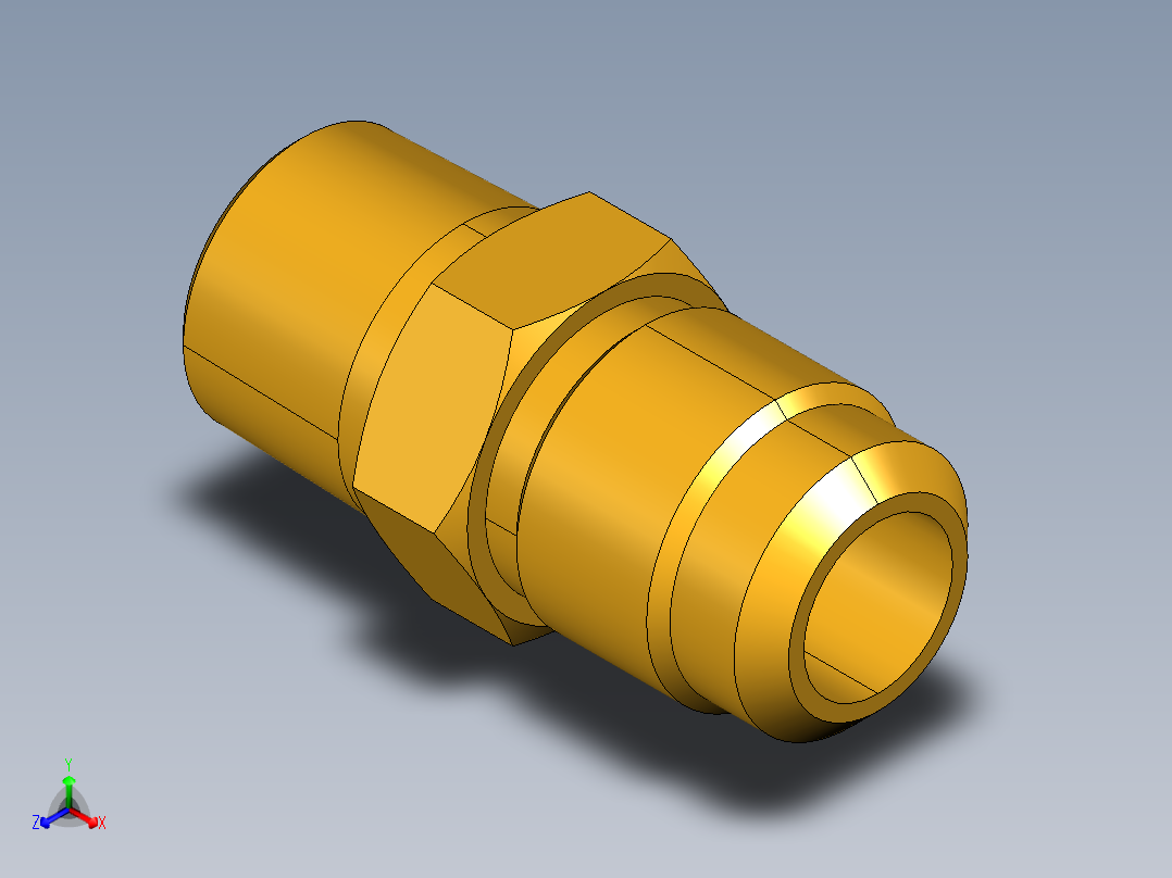 扩口式工业通用硬管接头Male Connector 48F-8-6正等轴测图