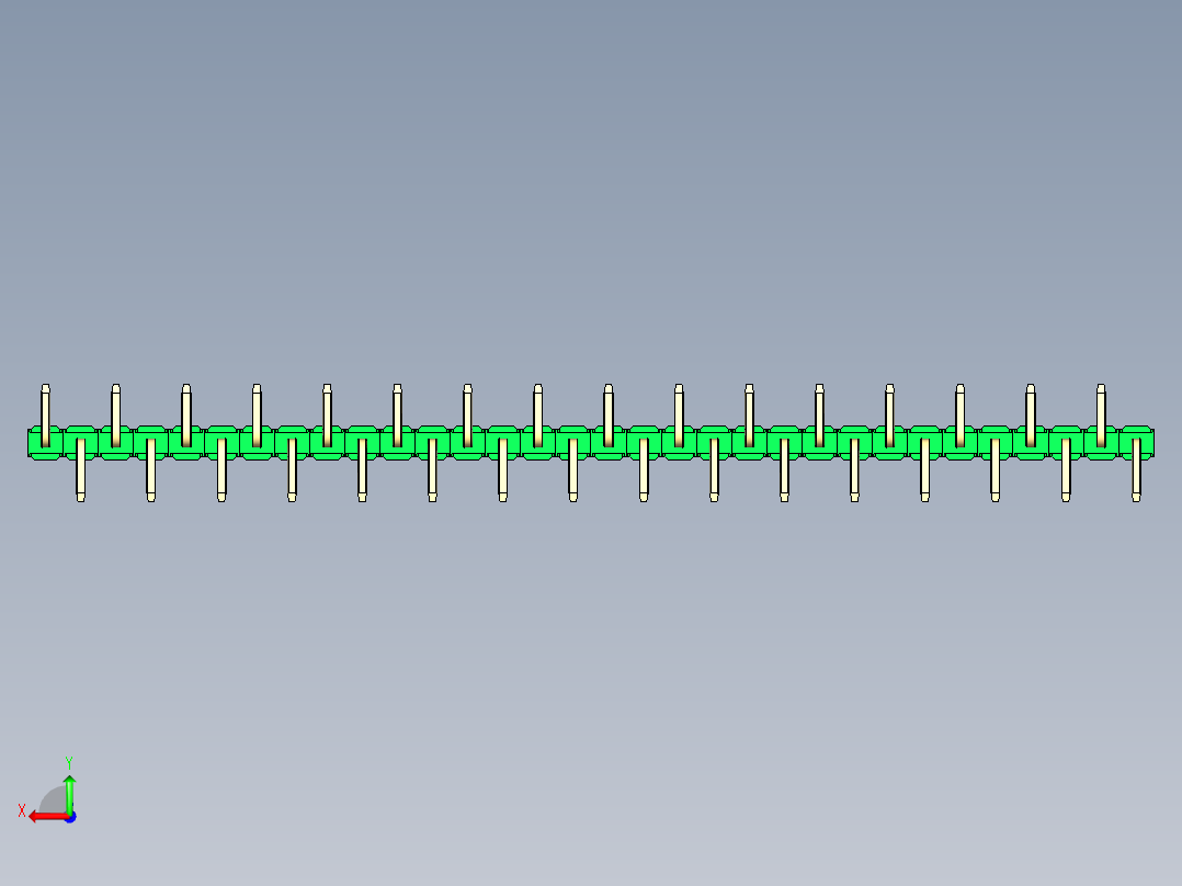 彩色公排针 100mil 2.54mm 系列-DS1022_green_32p_100mil_Type_SMT_R2_rev1.0后视图