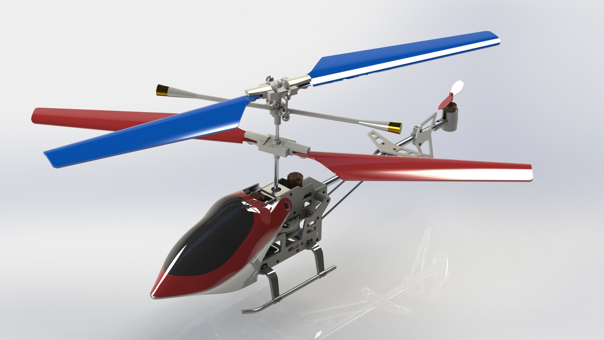 航模遥控直升飞机模型三维设计图纸 solidworks建模