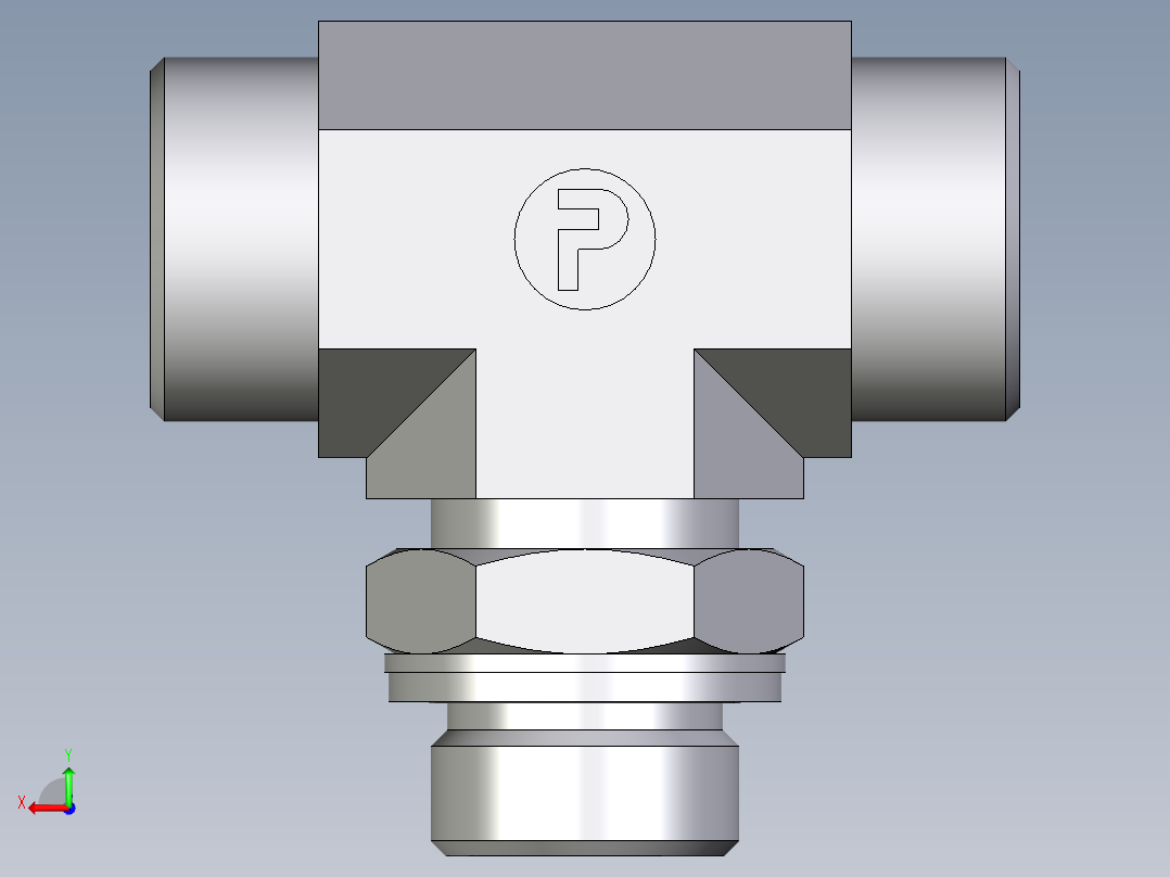 卡套式工业通用硬管接头EO_Adjustable_locknut_branch_tee_TEE18LMOMDCF后视图