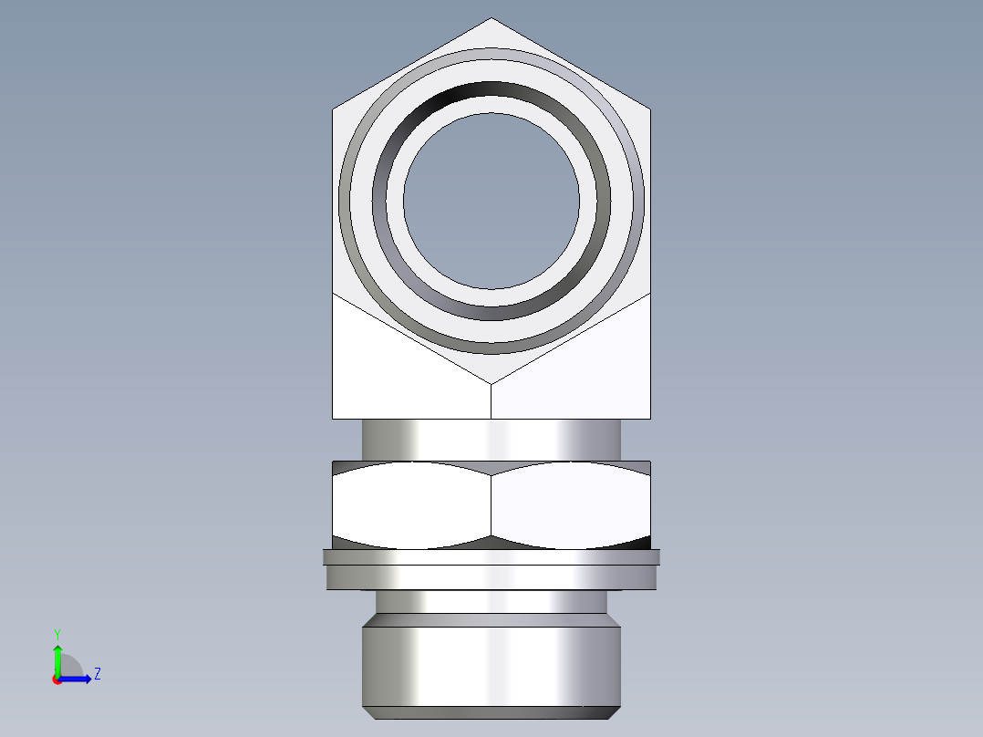 卡套式工业通用硬管接头EO_Adjustable_locknut_branch_tee_TEE18LMOMDCF左视图
