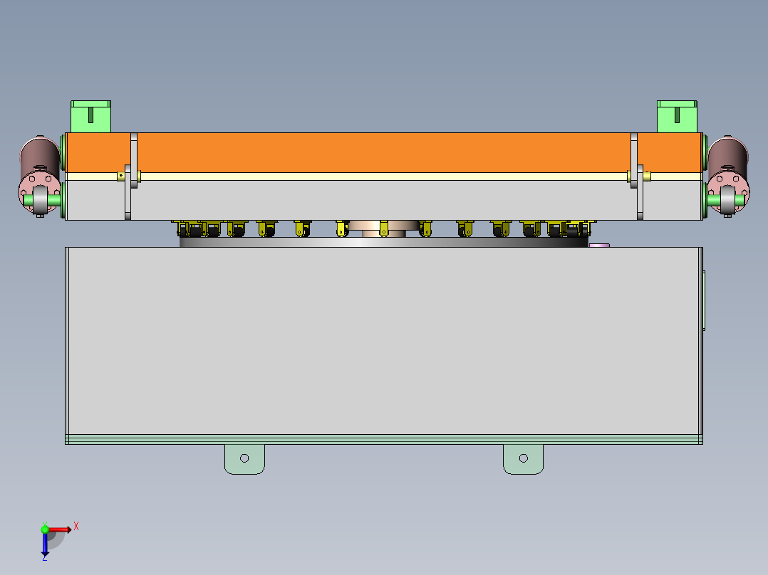 Q414-磨抛机送料机构设计【三维SolidWorks】俯视图