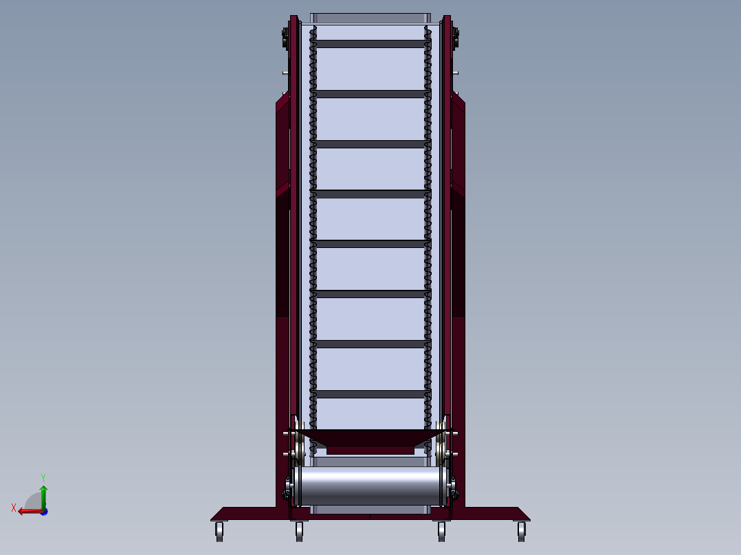 大倾角提升机模型后视图
