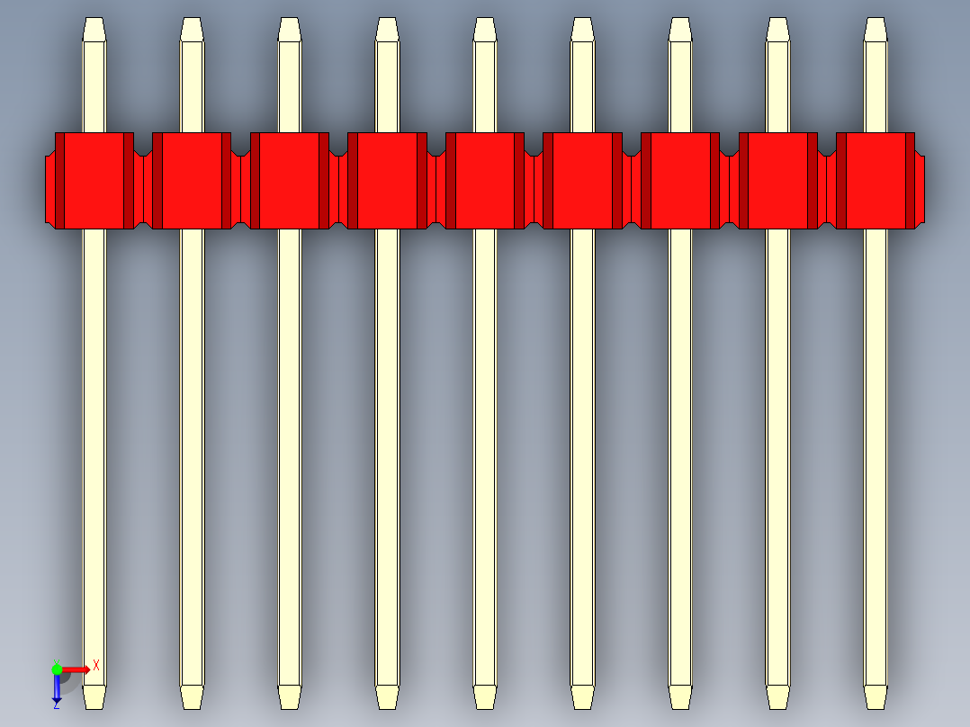 彩色公头100mil（2.54mm）系列-DS1021_red_1x09p_100mil_Type5_rev1.0俯视图