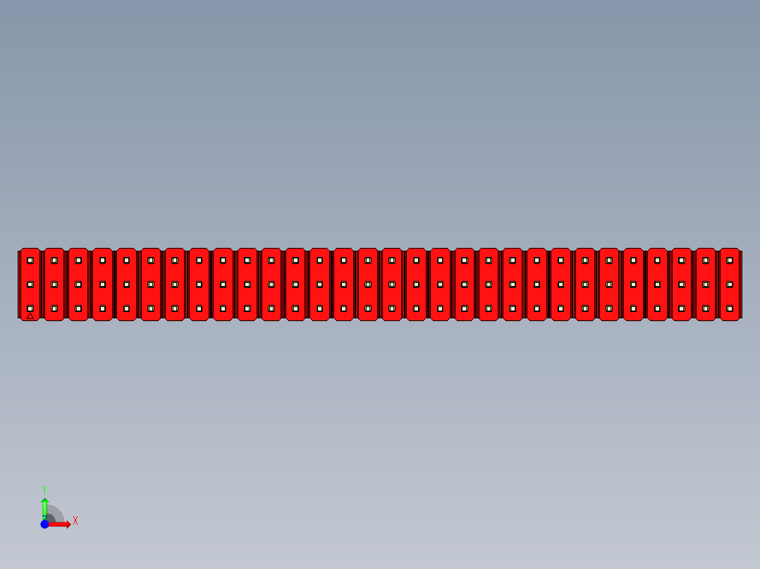彩色公头100mil（2.54mm）系列-DS1021_red_3x30p_100mil_Type5_rev1.0前视图