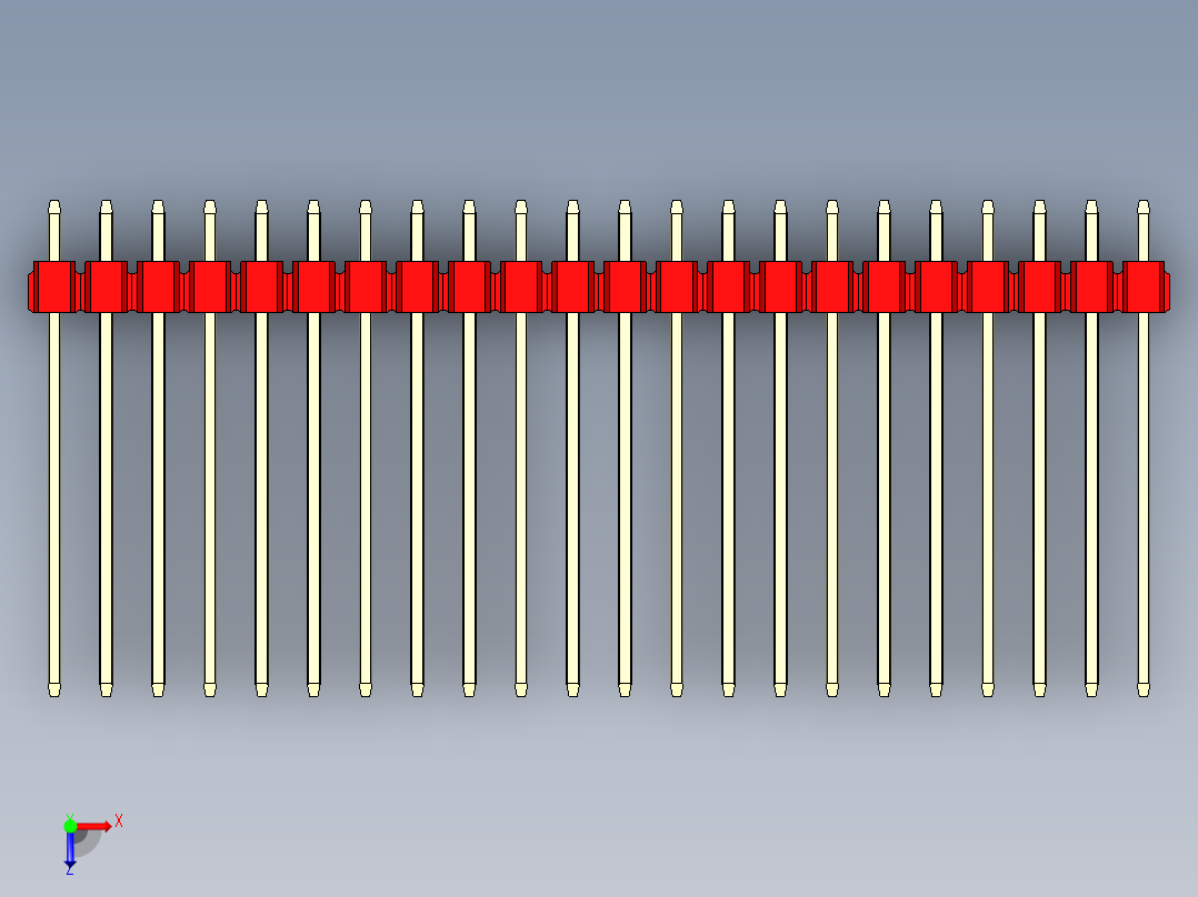 彩色公头100mil（2.54mm）系列-DS1021_red_3x22p_100mil_Type19_rev1.0俯视图