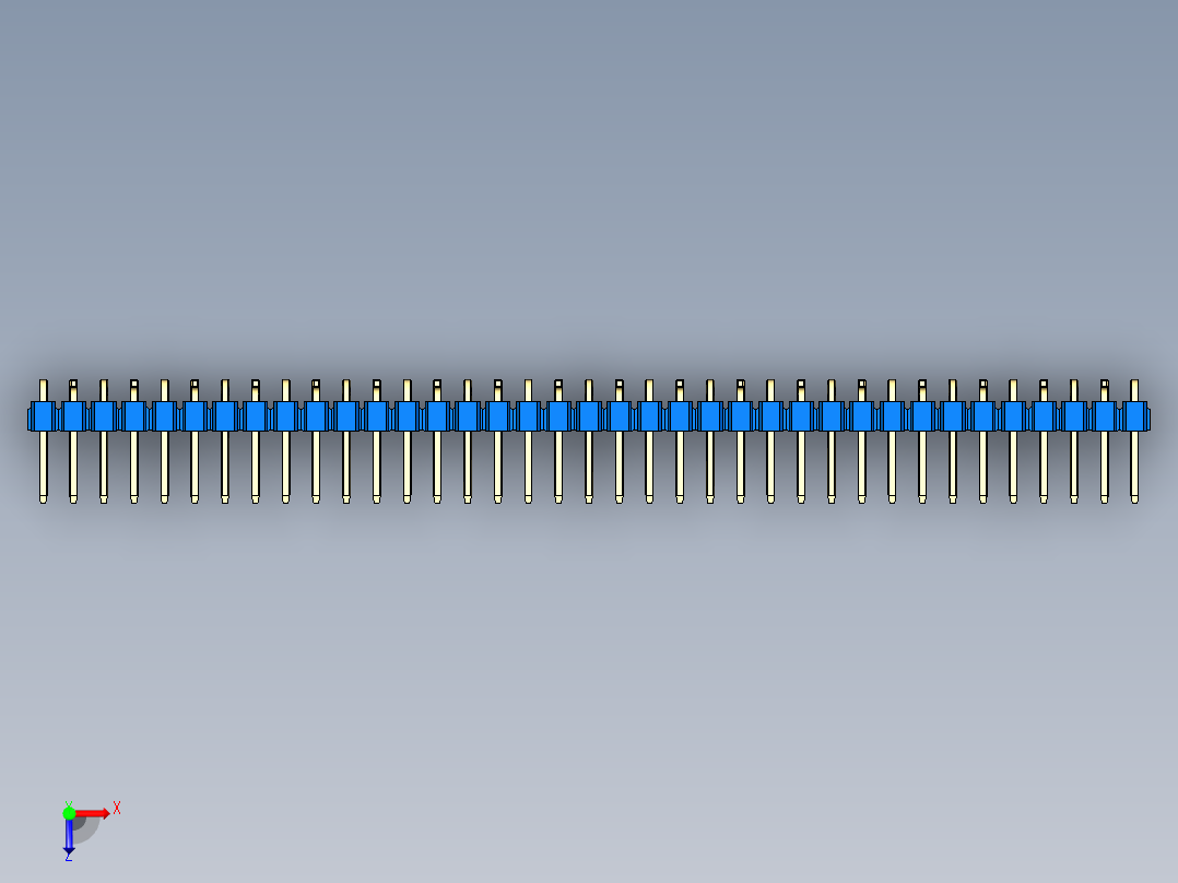 彩色公排针 100mil 2.54mm 系列-DS1022_blue_37p_100mil_Type_SMT_R2_rev1.0俯视图