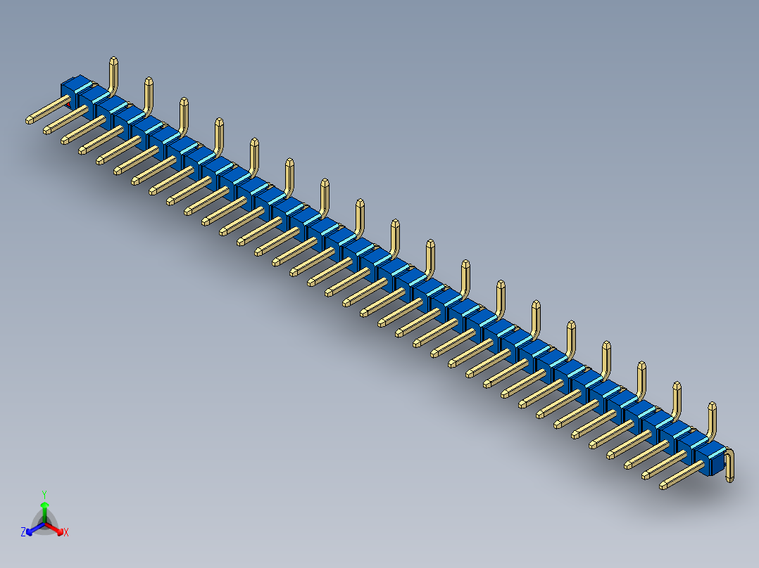 彩色公排针 100mil 2.54mm 系列-DS1022_blue_37p_100mil_Type_SMT_R2_rev1.0正等轴测图