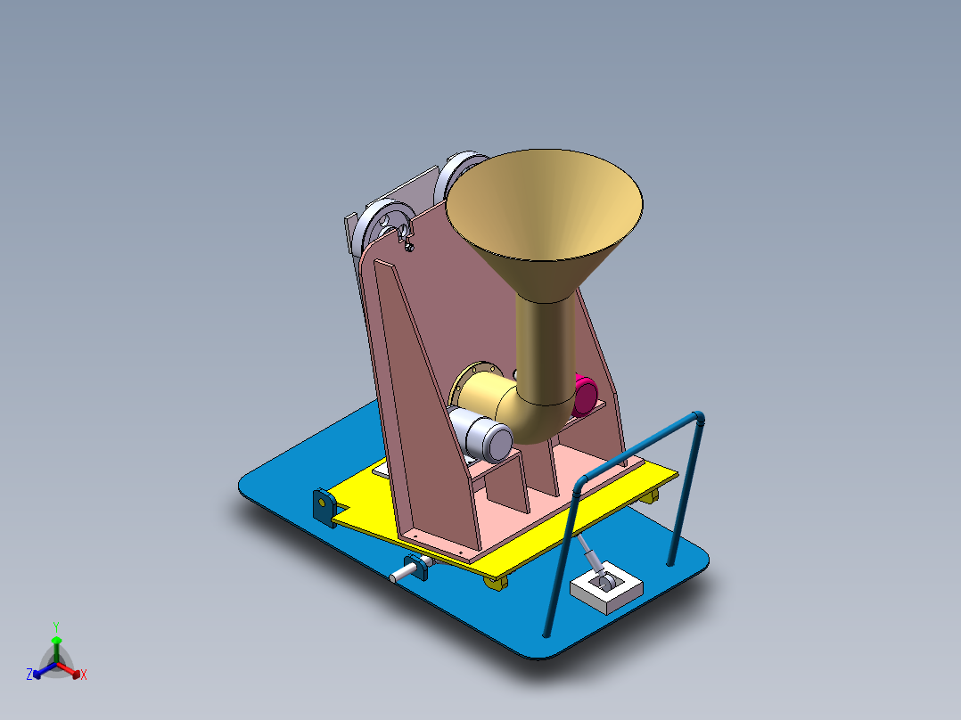 排球发球机三维和二维正等轴测图