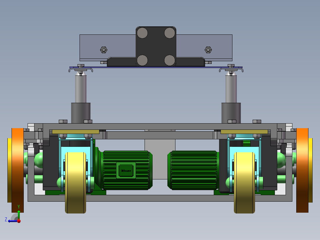 AGV物料运输车设计含三维SW模型1205808==500右视图