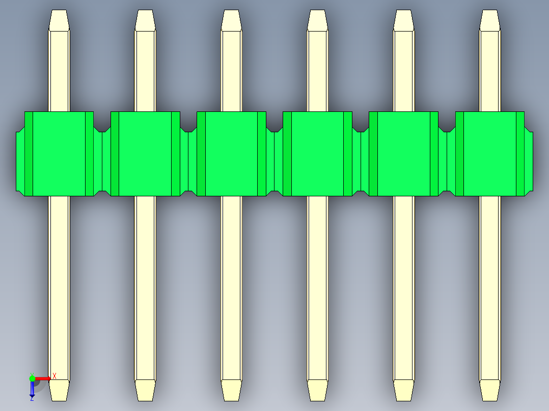 彩色公头100mil（2.54mm）系列-DS1021_green_2x06p_100mil_Type1_rev1.0俯视图