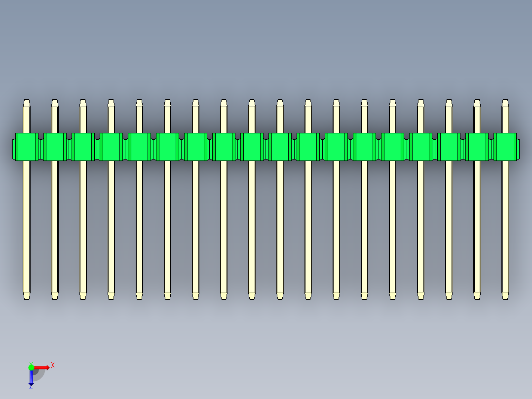 彩色公头100mil（2.54mm）系列-DS1021_green_3x18p_100mil_Type5_rev1.0俯视图