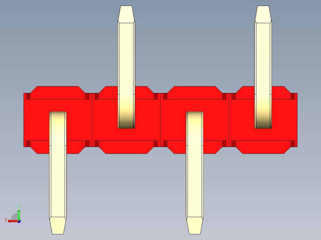 彩色公排针 100mil 2.54mm 系列-DS1022_red_04p_100mil_Type_SMT_R1_rev1.0后视图