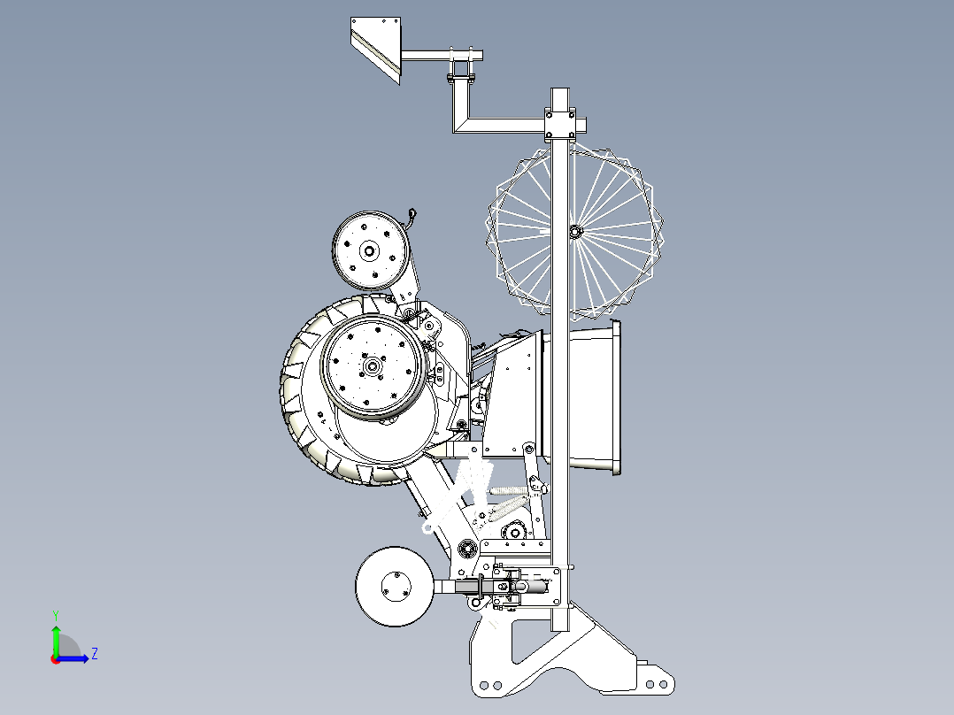 农机装备-八行播种机详细三维模型左视图