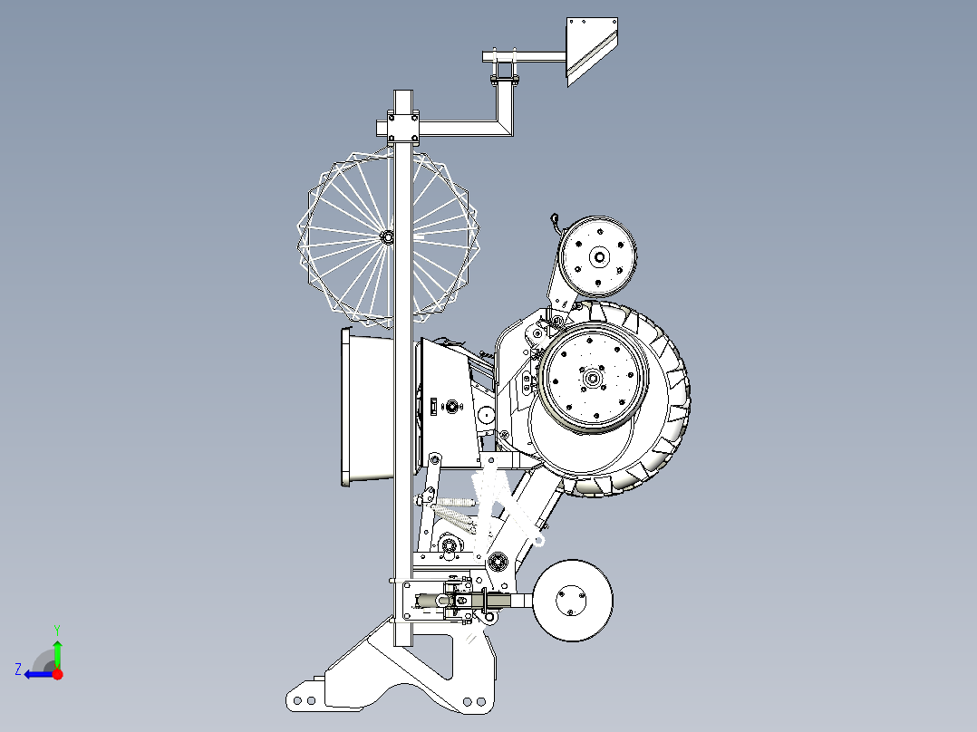 农机装备-八行播种机详细三维模型右视图