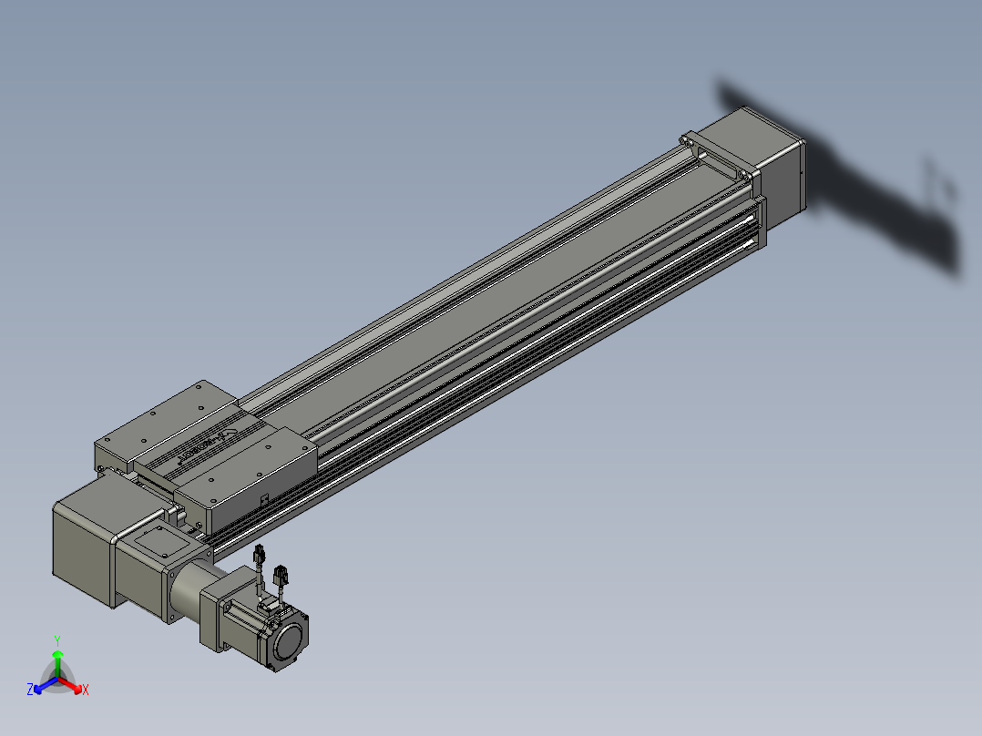 威洛博直线电机模组EB16-L208-S850-L-ZP75-MS3-5K正等轴测图