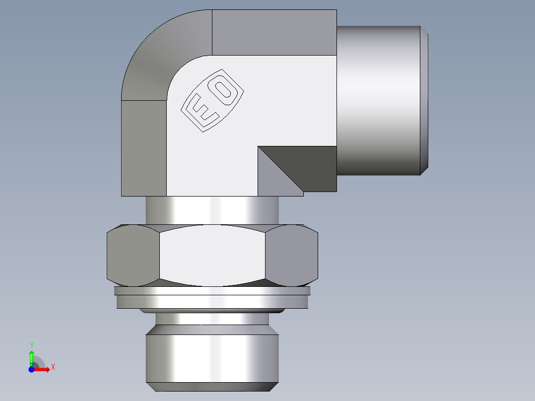 卡套式工业通用硬管接头EO_Adjustable_Locknut_elbow_WEE12LMOMDCF前视图
