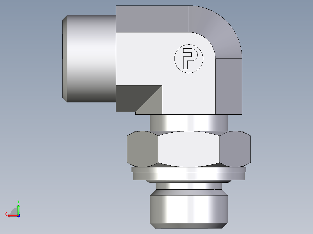 卡套式工业通用硬管接头EO_Adjustable_Locknut_elbow_WEE12LMOMDCF后视图