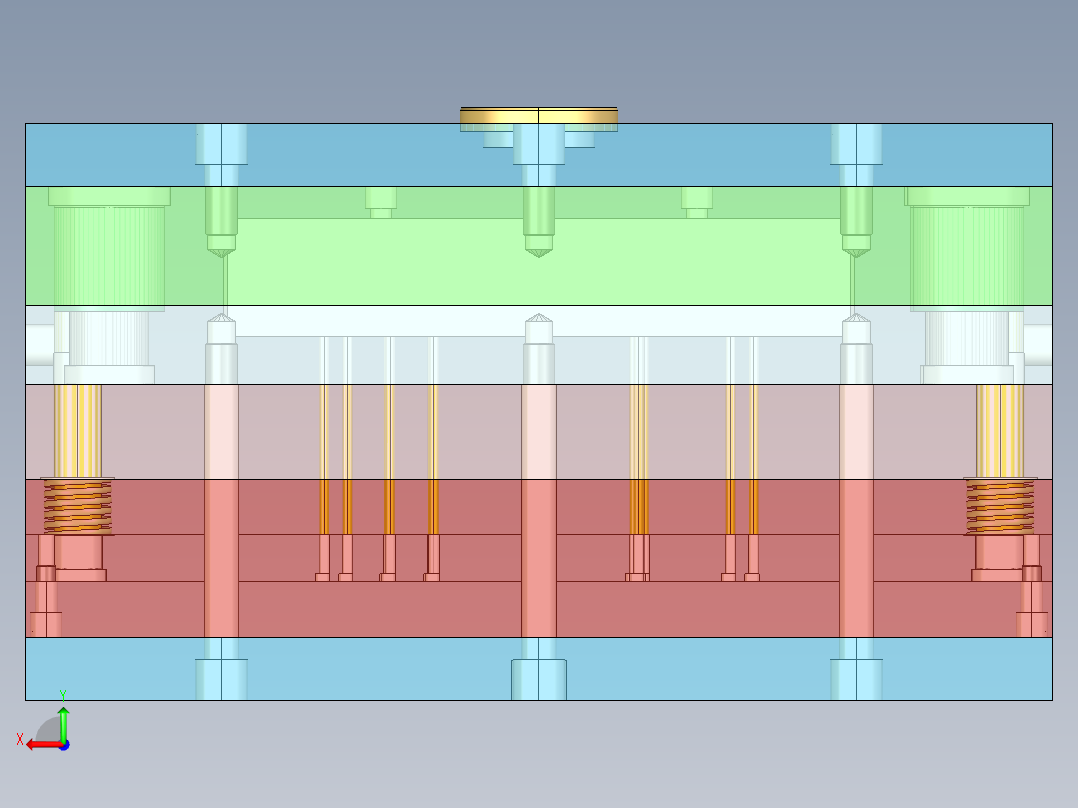 Q117-台灯罩注塑模具设计【三维proe】一模两腔后视图