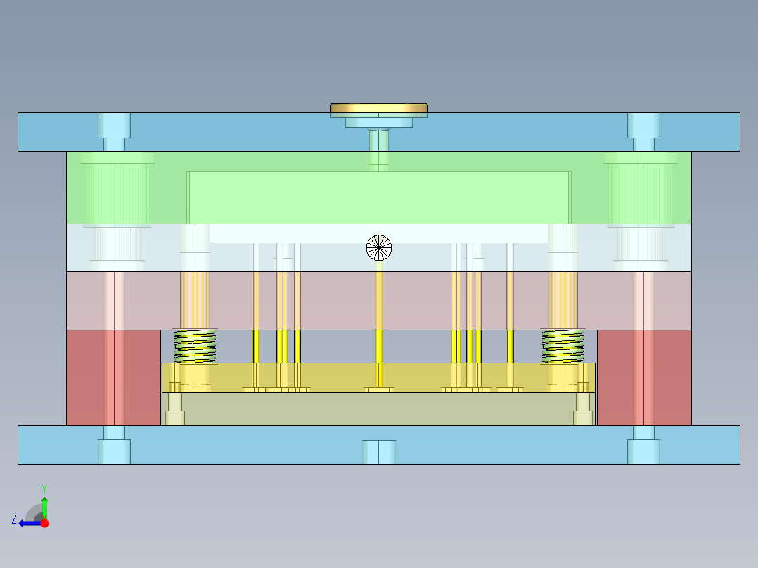 Q117-台灯罩注塑模具设计【三维proe】一模两腔右视图