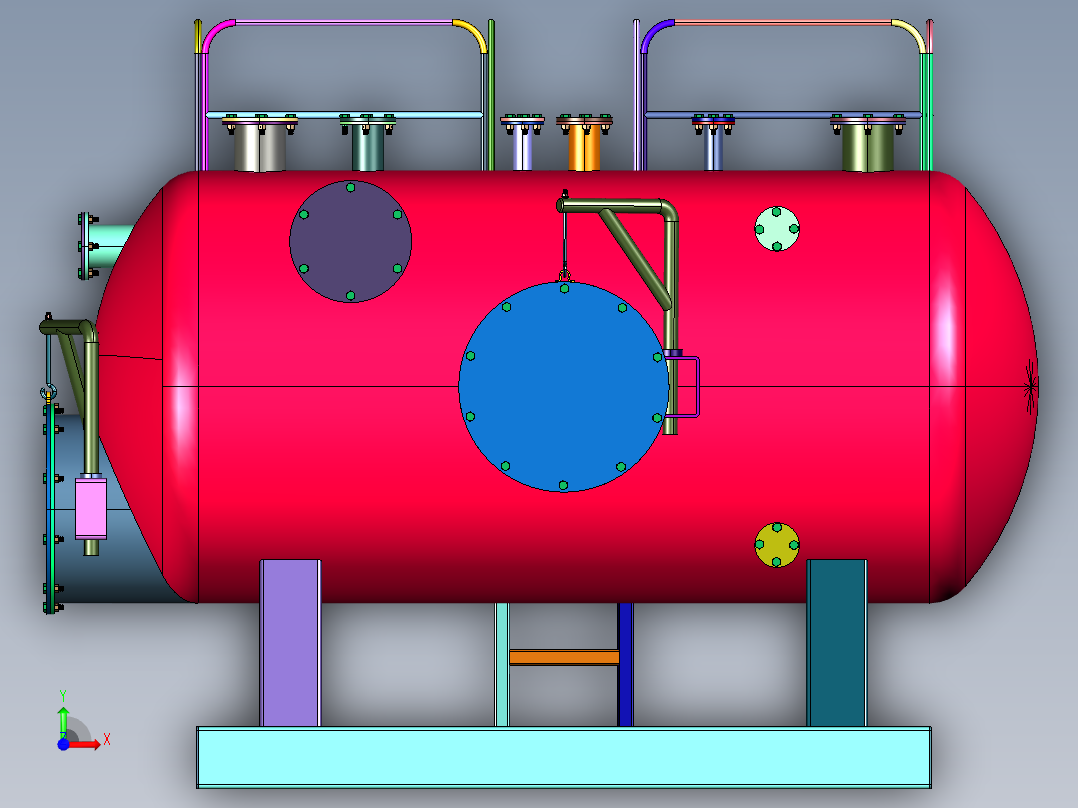液化石油气卧式贮罐台前视图