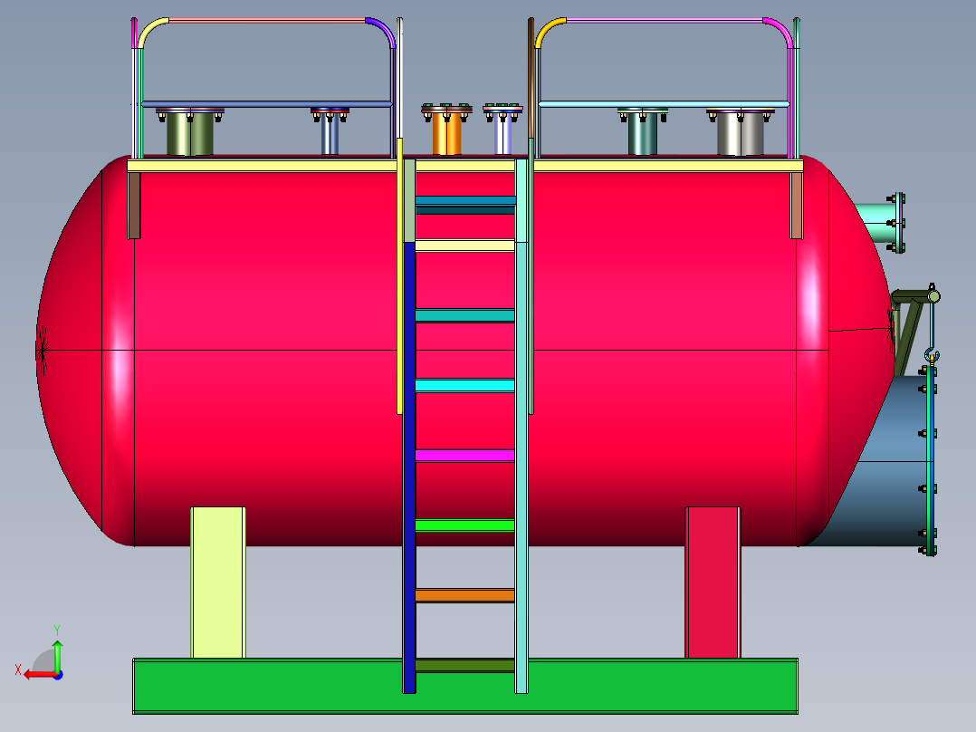 液化石油气卧式贮罐台后视图