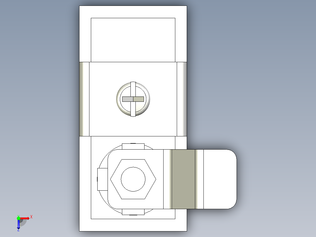 防水迫緊式門扣(A)5573-3D多系列多零件图纸模型俯视图