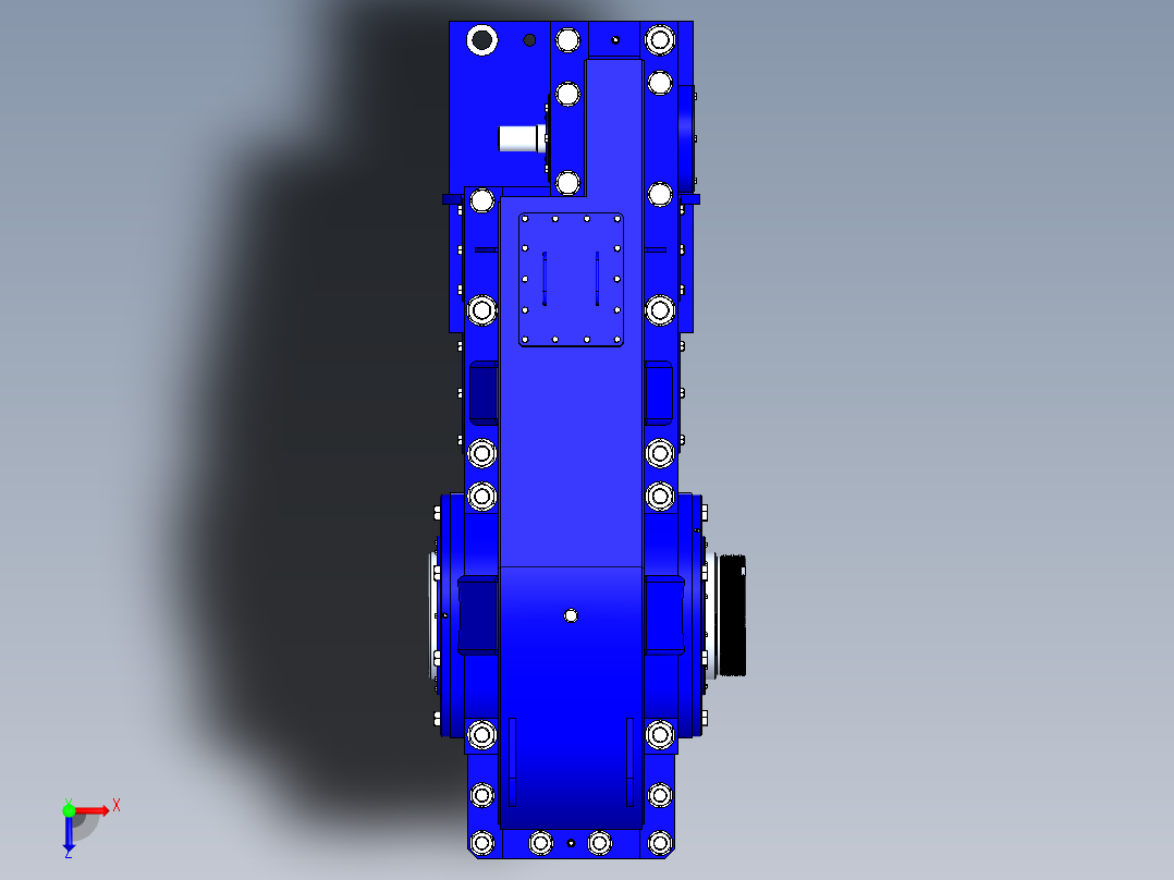 三级斜齿轮减速箱3D图纸 Solidworks设计 附IGS STEP俯视图