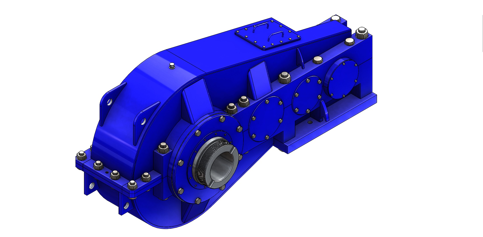 三级斜齿轮减速箱3D图纸 Solidworks设计 附IGS STEP