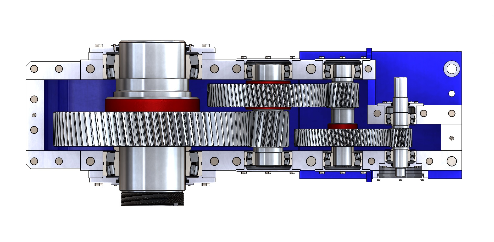 三级斜齿轮减速箱3D图纸 Solidworks设计 附IGS STEP